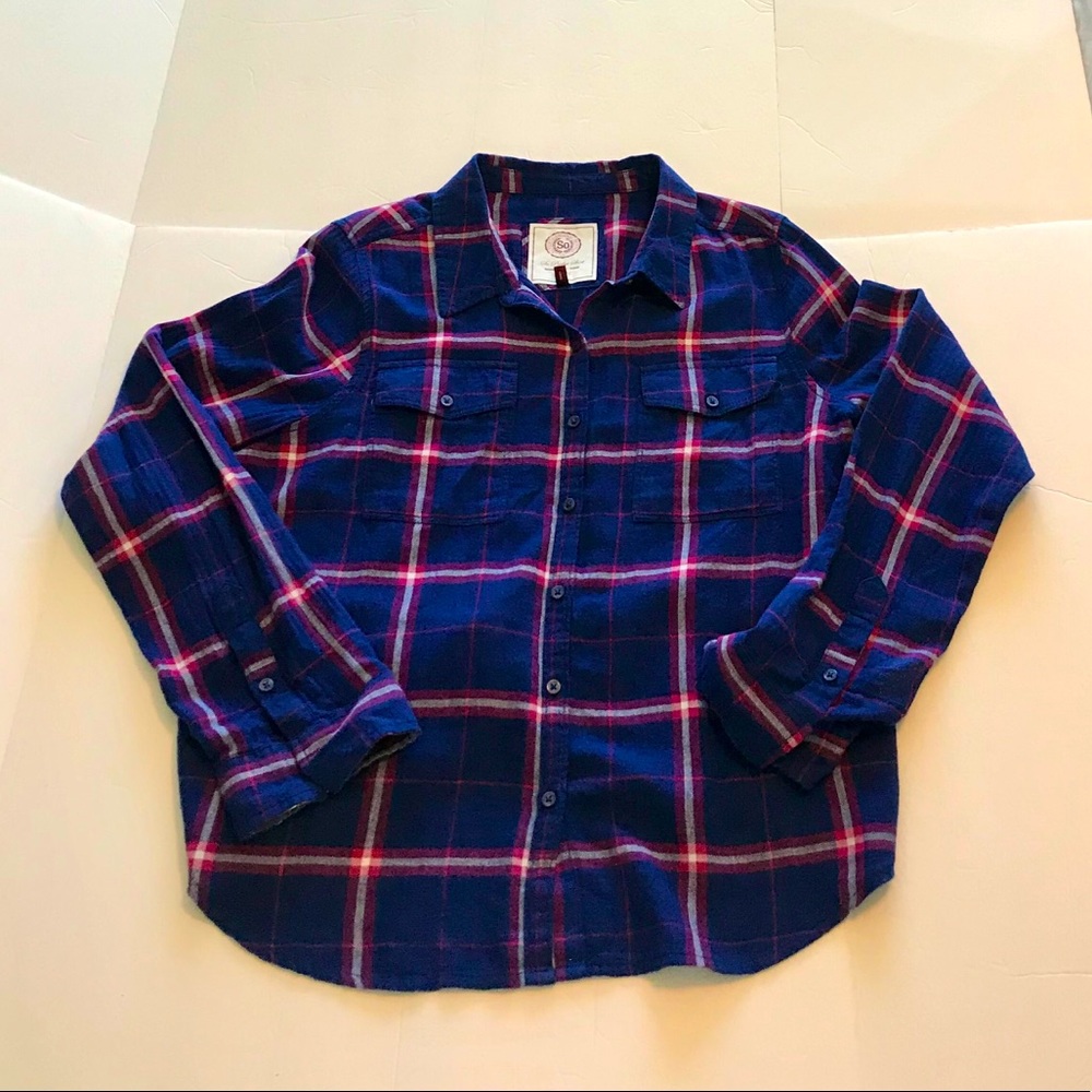 SO flannel button up long sleeve shirt 100% cotton